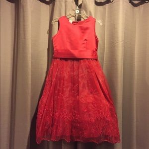 Red Fancy Girl Dress Wedding  Formal Christmas